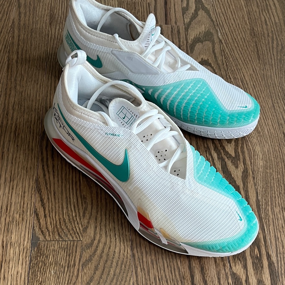 Nike White and Teal Running Shoes
